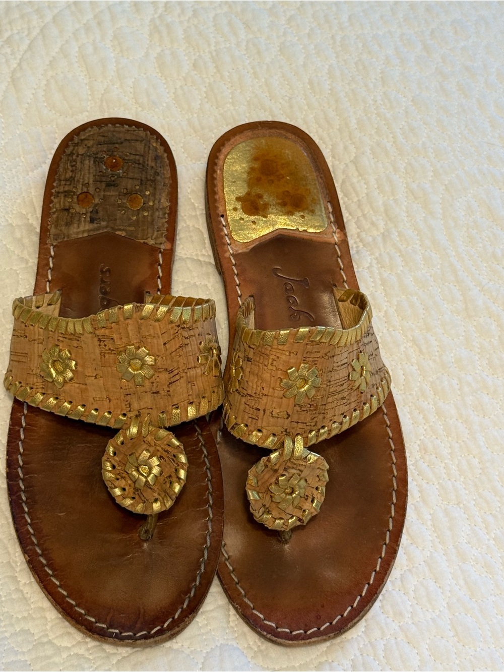 Jack Rogers Original Jacks Cork and Gold - Picture 2 of 4